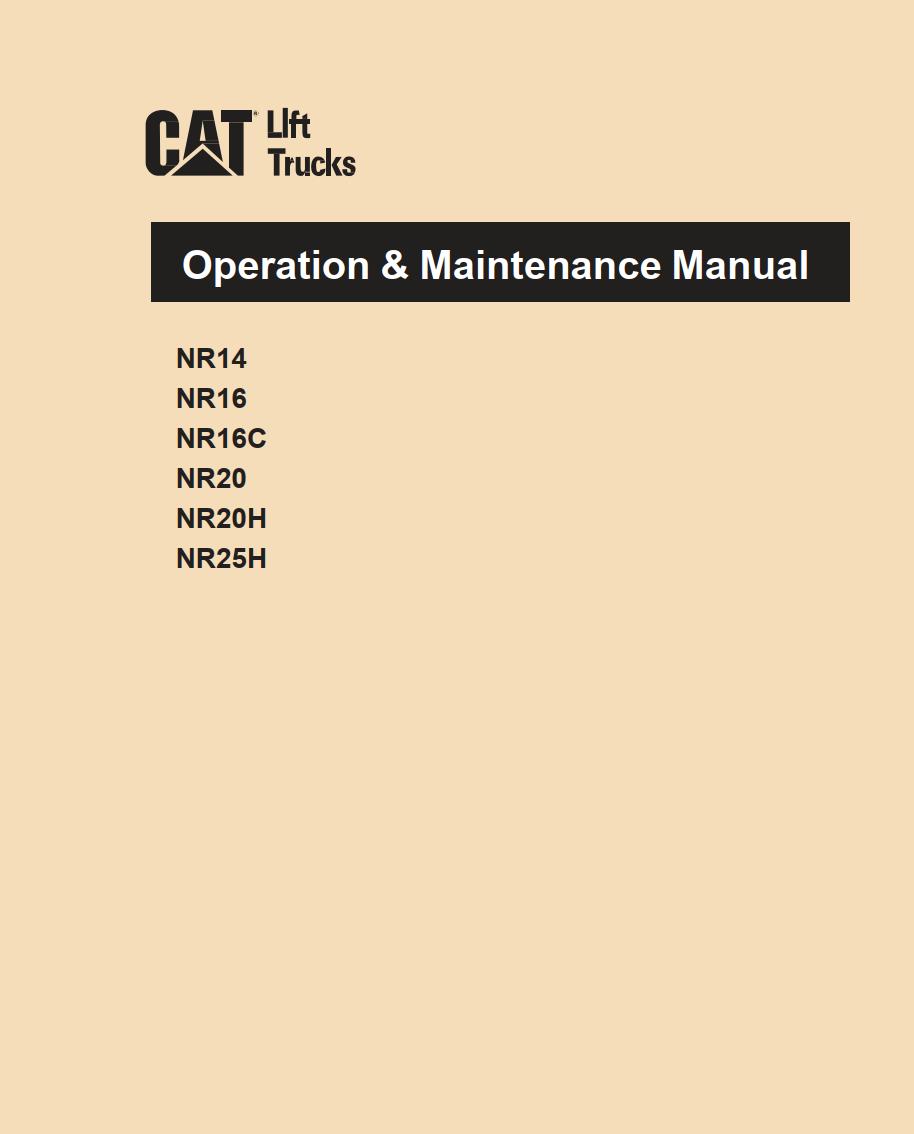 CATERPILLAR CAT NR14 NR16 NR16C NR20 NR20H NR25H OPERATION