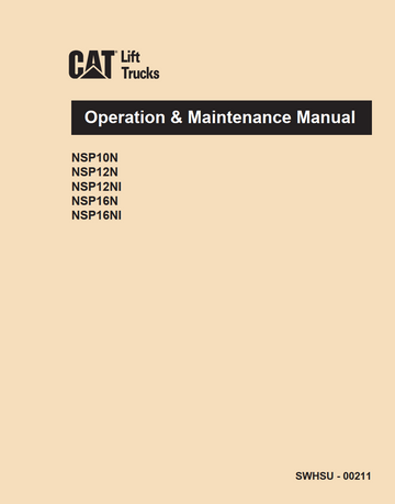 CATERPILLAR CAT NSP10N NSP12N NSP12NI NSP16N NSP16NI REACH TRUCK OPERATION