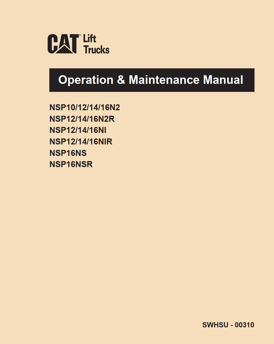 CATERPILLAR CAT NSP 10N2R 12N2R 12N2IR 14N2R 14N2IR 16N2R 16N2IR 16N2SR MAINTENANCE