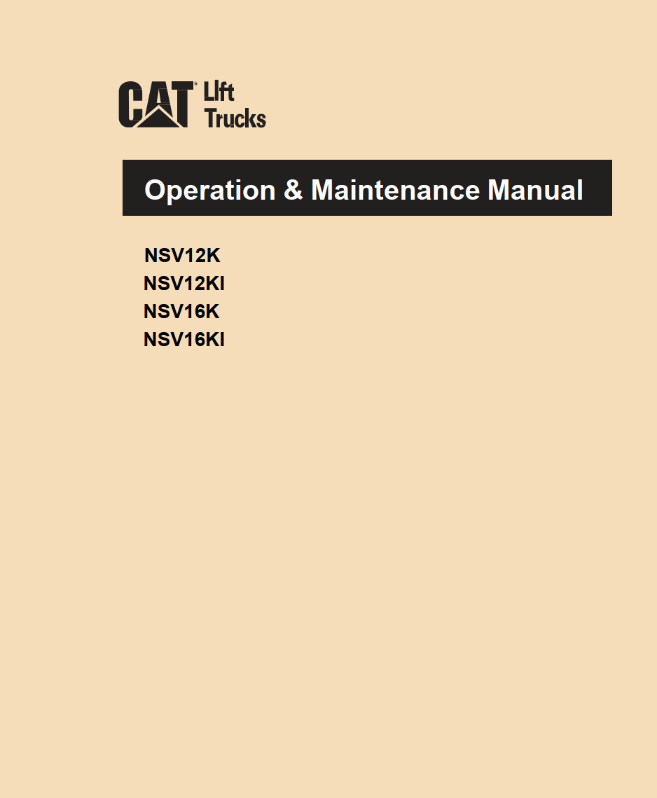 CATERPILLAR CAT NSV12K NSV12KI NSV16K NSV16KI STACKER MAINTENANCE