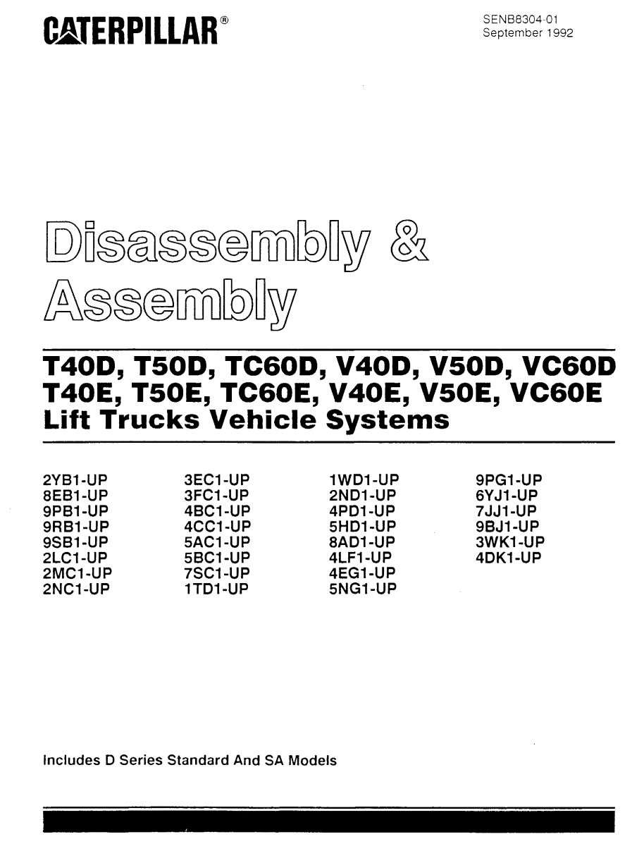 CATERPILLAR CAT T40D T50D TC60D V40D LIFT TRUCKS POWER TRAIN ASSEMBLY