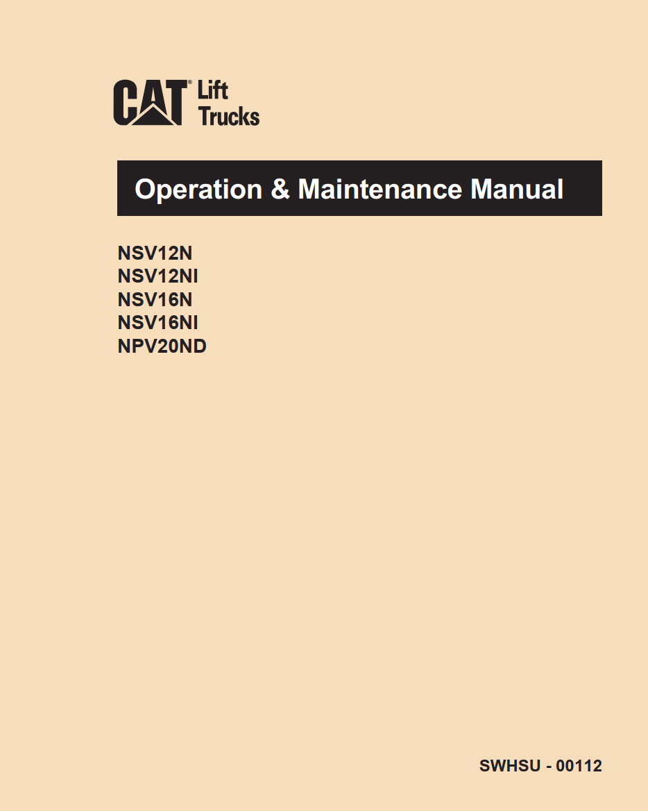 CAT NSV12N NSV12NI NSV16N NSV16NI NPV20ND PALLET TRUCK OPERATION