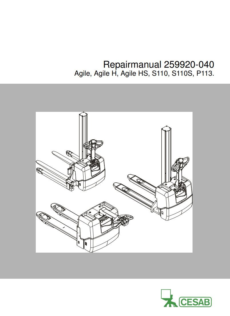 CESAB AGILE, AGILE H, AGILE HS, S110, S110S, P113 PALLET WALKIE