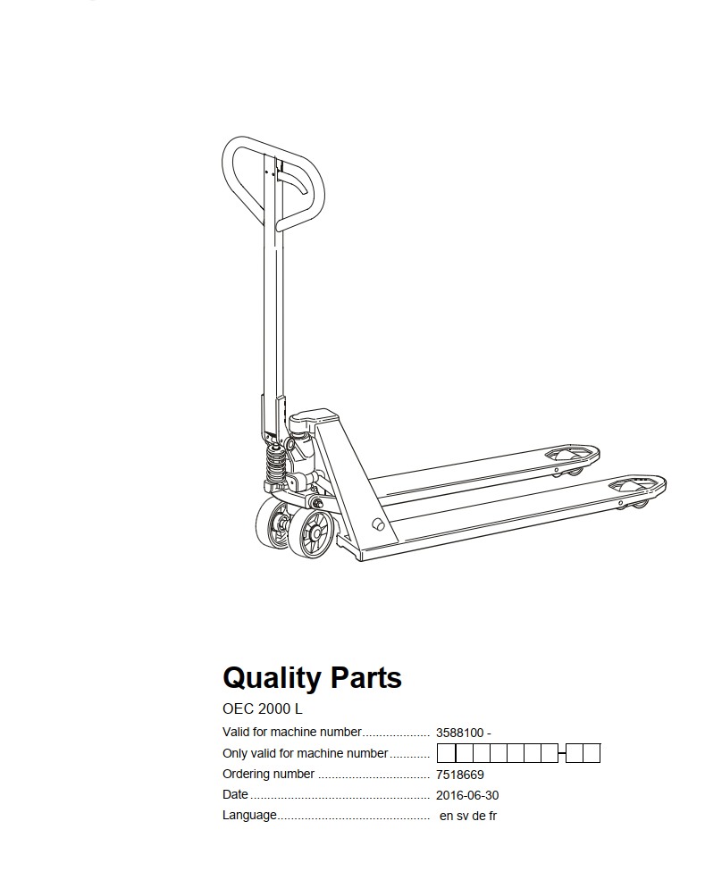 CESAB HAND PALLET HANDLER PARTS COLLECTION