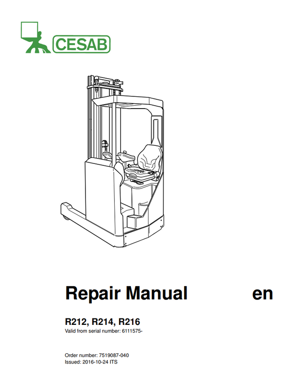 Cesab R116 CESAB R216 ELECTRIC REACH TRUCK SERVICE REPAIR, PARTS, OPERATOR'S MANU