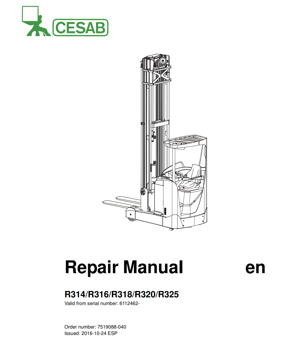 Cesab R116 CESAB R320 ELECTRIC REACH TRUCK FULL SET SERVICE REPAIR, PARTS, OPERAT