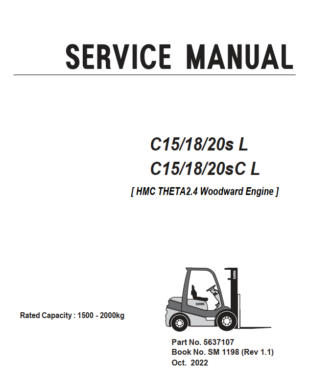 CLARK C15 C18 C20S L AND C L HMC THETA2.4 WOODWARD ENGINE FORKLIFT