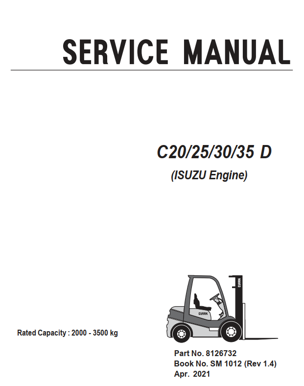 CLARK C20 C25 C30 C35 D ISUZU DIESEL ENGINE FORKLIFT SERVICE REPAIR MA