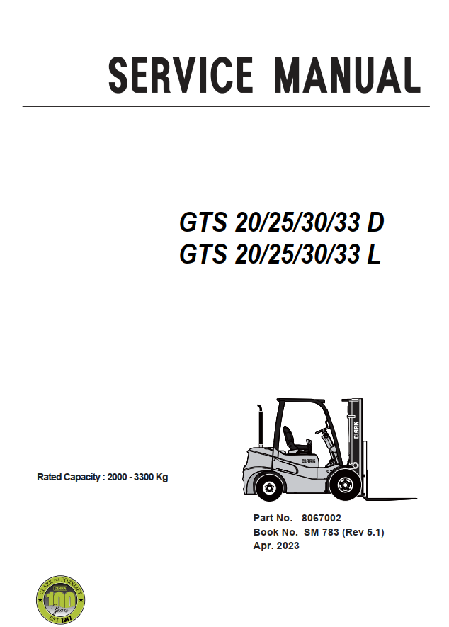 CLARK GTS 20 25 30 33 D L FORKLIFT