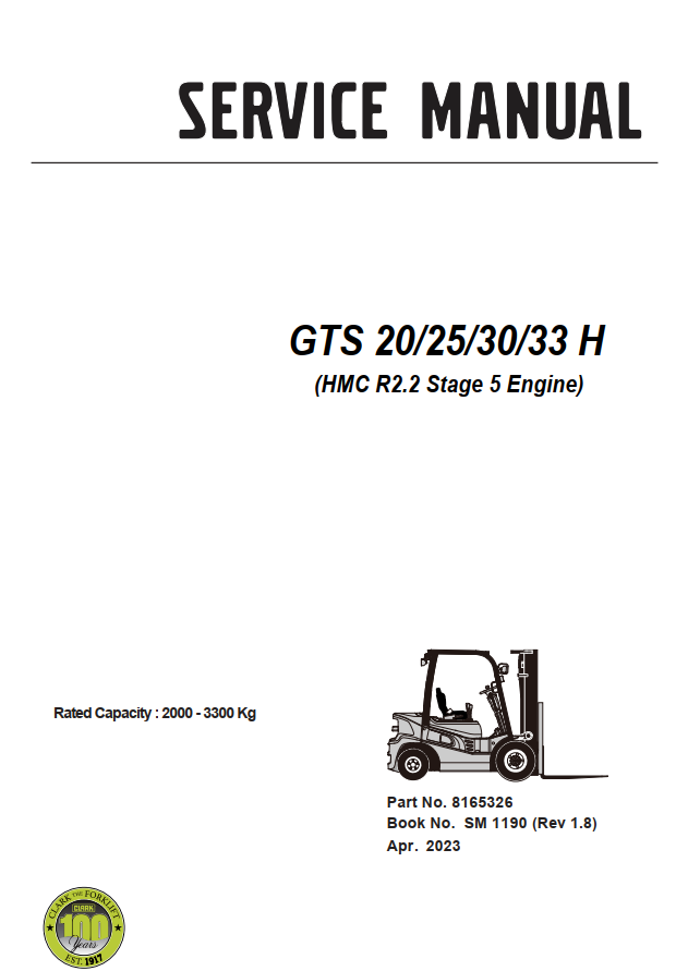 CLARK GTS 20 25 30 33 H HMC R2.2 STAGE 5 ENGINE FORKLIFT