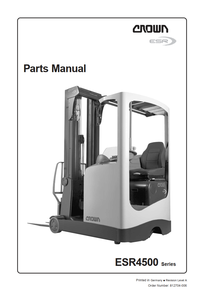 CROWN ESR4500 REACH TRUCK FORKLIFT PARTS CATALOG
