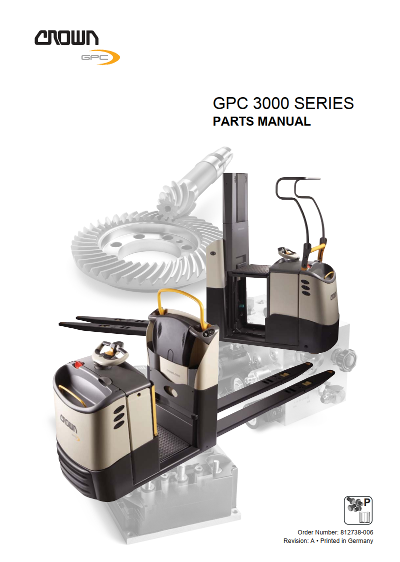 CROWN GPC3000 SERIES PALLET JACK FORKLIFT PARTS CATALOG