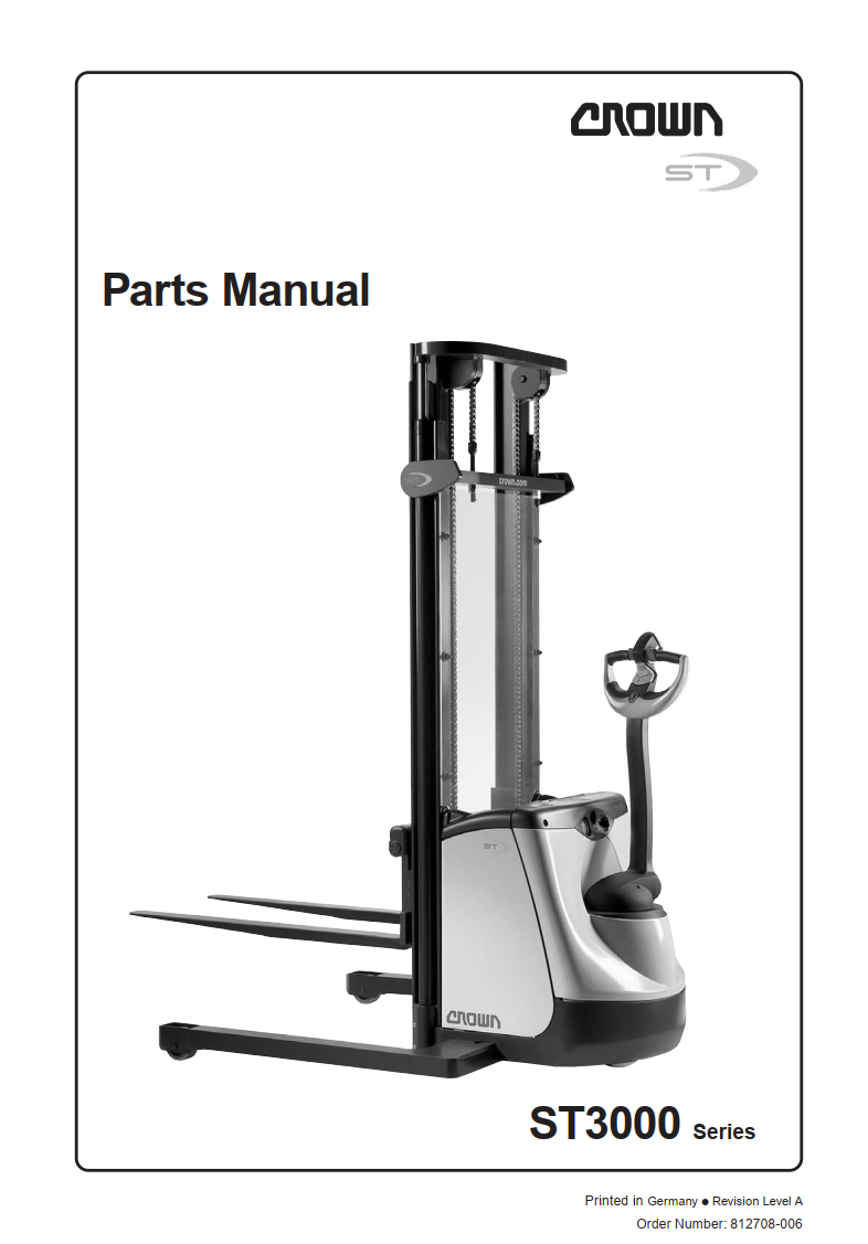 CROWN ST3000 SERIES REACH TRUCK PARTS MANUAL