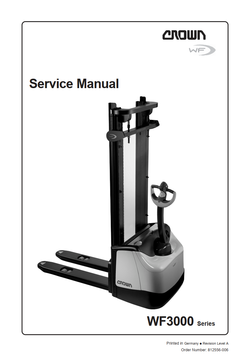 CROWN WF3000 SERIES PALLET JACK FORKLIFT SERVICE MANUAL