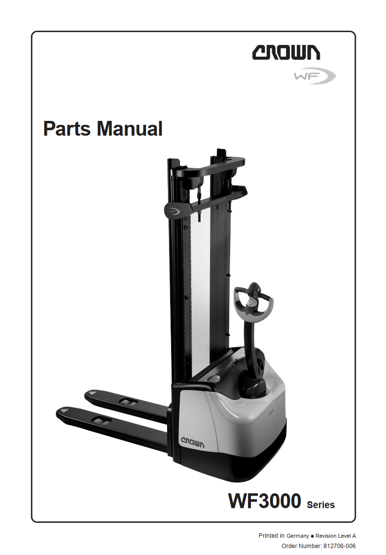 CROWN WF3000 SERIES ORDER PICKER PARTS CATALOG