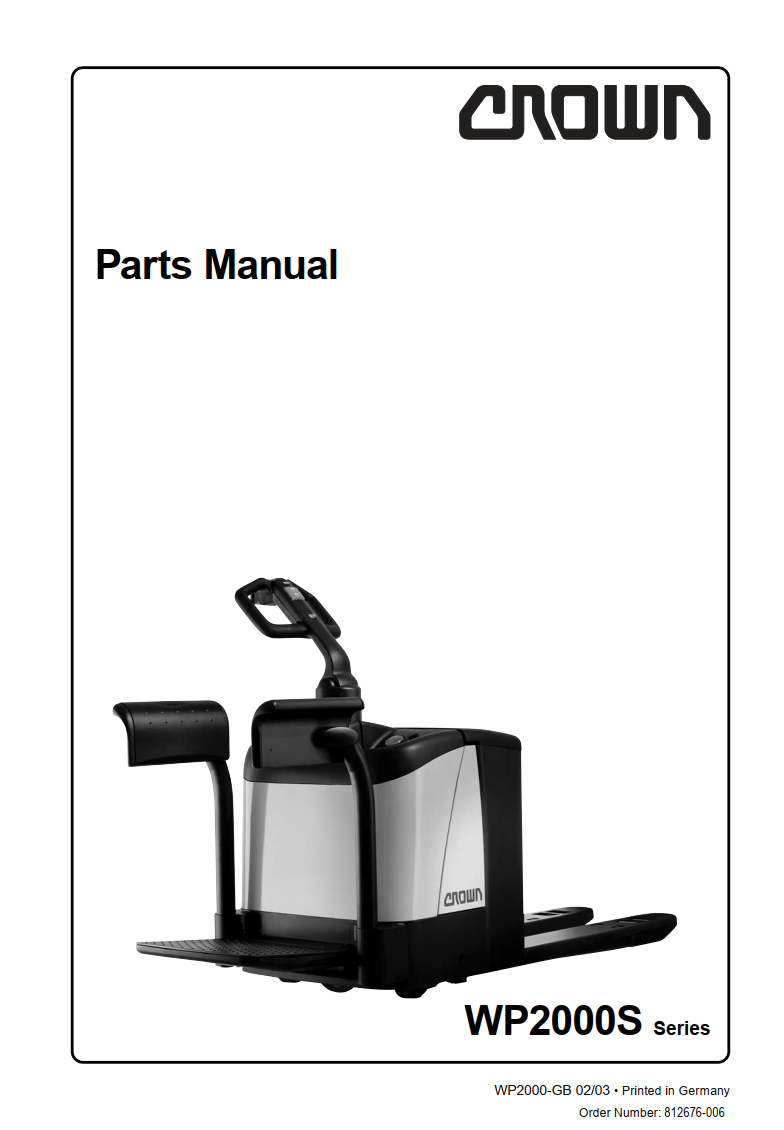 CROWN WP2000S SERIES REACH TRUCK PARTS CATALOG