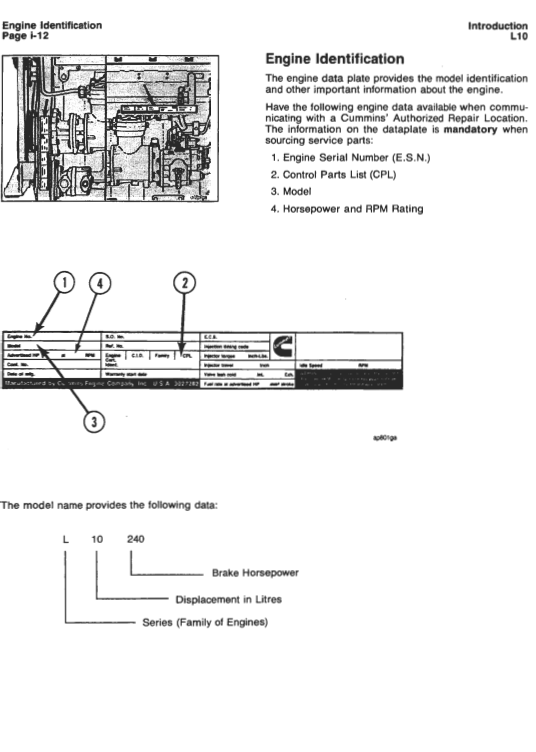 CUMMINS L10 SERIES DIESEL ENGINE