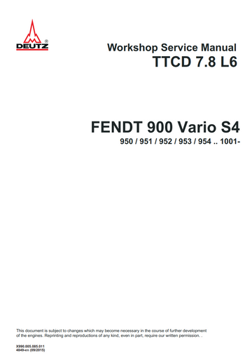 DEUTZ TTCD 7.8 L6 WORKSHOP MANUAL