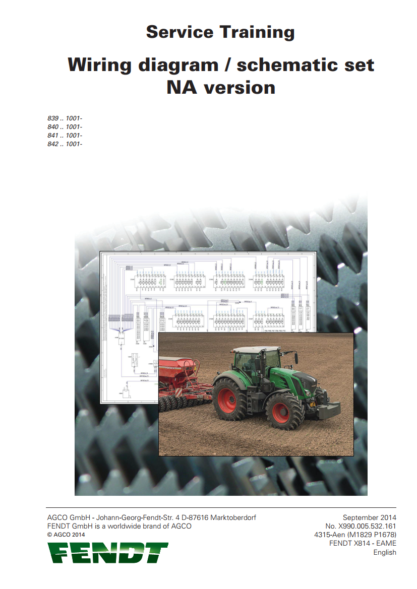 FENDT 822 824 826 828 S4 TIER 4 NA VERSION TRACTOR SCHEMATICS