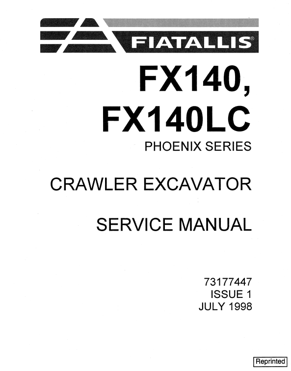 FIATALLIS FX140 FX140LC PHOENIX SERIES CRAWLER EXCAVATOR