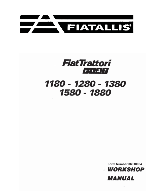 FIAT 1180 1280 1300 1380 1580 1880 DT TRACTOR