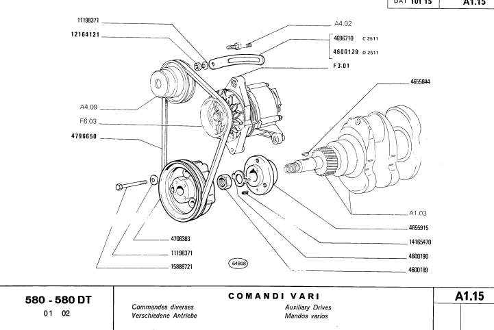 FIAT 580-580DT 600 605C 605C SUPER TRACTOR PARTS CATALOG