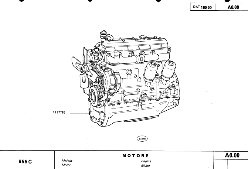 FIAT 955C 980-980DT 1000 TRACTOR PARTS CATALOG