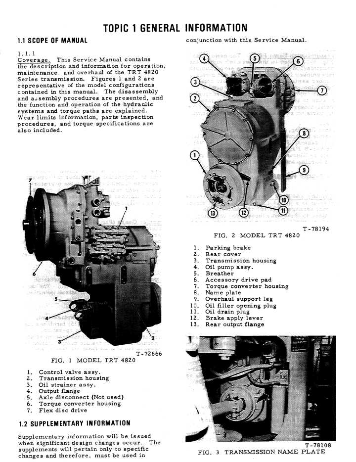 FIAT ALLIS 945 945-B 945B WHEEL LOADER