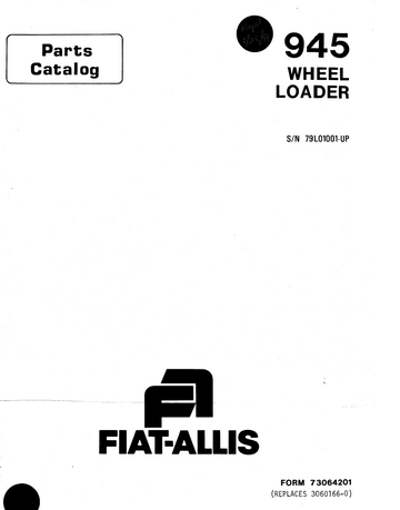 FIAT ALLIS 945 WHEEL LOADER TRACTOR PARTS CATALOG