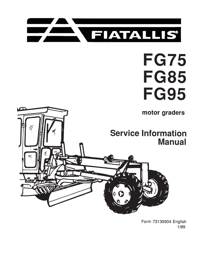 FIAT ALLIS FG FG75 FG85 FG95 MOTOR GRADER