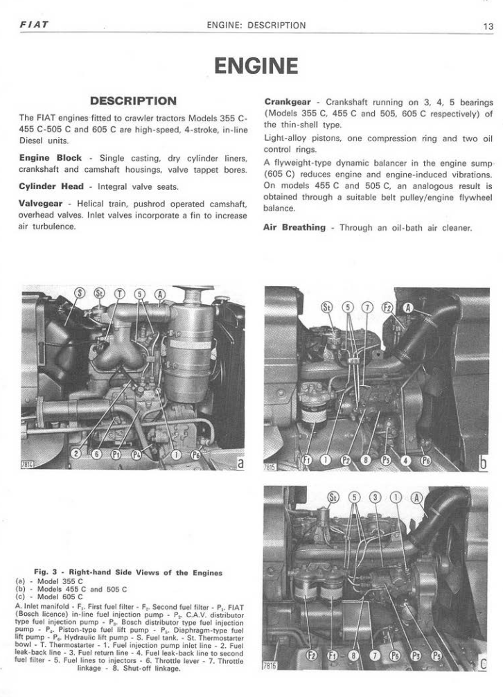FIAT TRATTORI 355 455 505 605 805 C CRAWLER