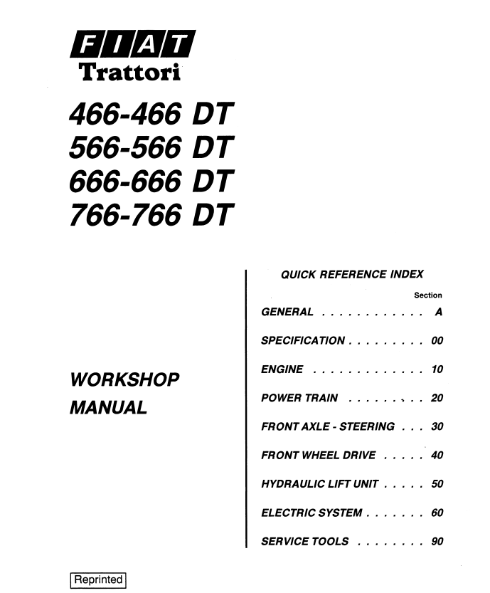 FIAT TRATTORI 466 566 666 766 DT TRACTOR