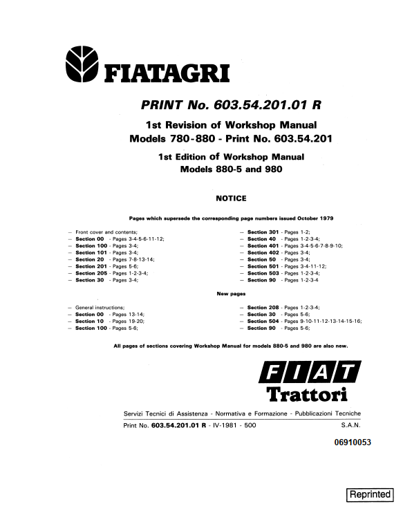 FIAT TRATTORI 780 - 780DT