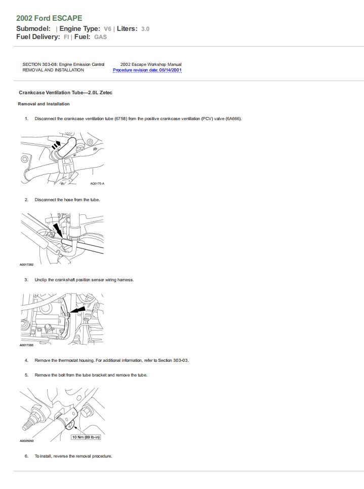 FORD ESCAPE BA 2000-2003