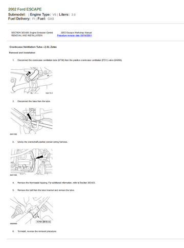 FORD ESCAPE BA 2000-2003