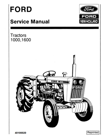 FORD NEW HOLLAND 1000 1600 TRACTOR 