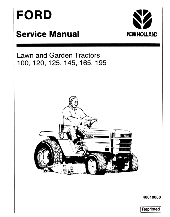 FORD NEW HOLLAND 100 120 125 145 165 195 LAWN GARDEN TRACTOR