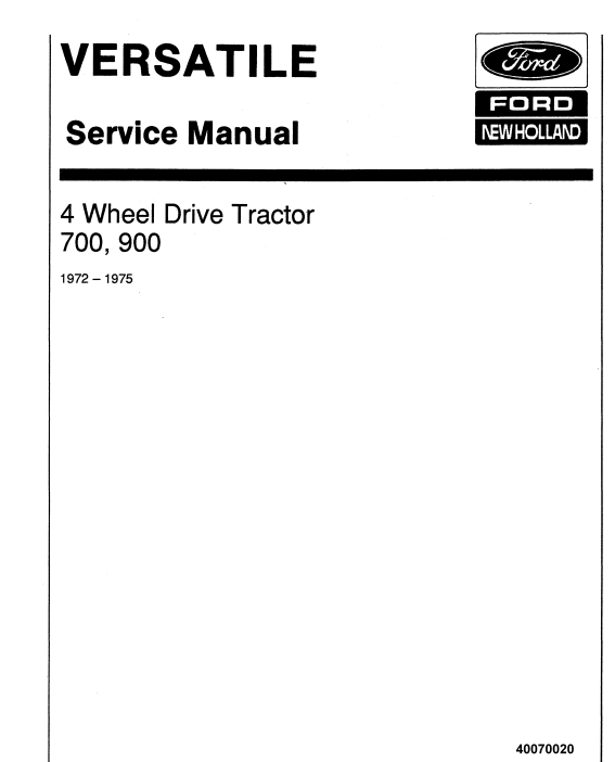 FORD NEW HOLLAND 700 900 4 WHEEL DRIVE TRACTOR