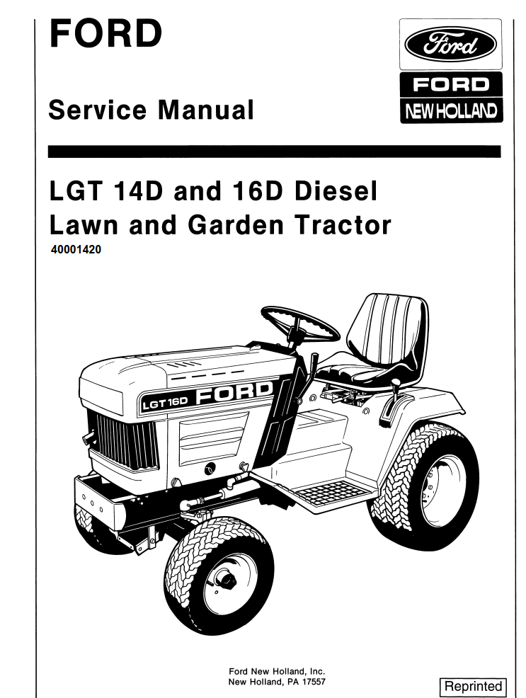 FORD NEW HOLLAND LGT 14D LGT 16D GARDEN TRACTOR