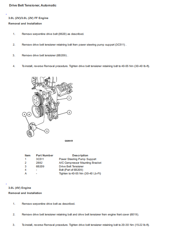 FORD TAURUS 3.0L V6 1995-1999