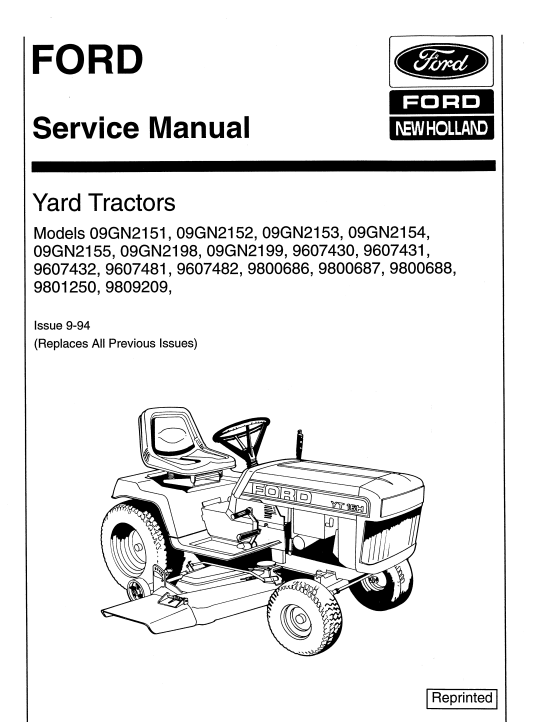 FORD YT 12.5 14 16 6H 18H - 09GN 2151 2152 2153 2154 YARD TRACTOR
