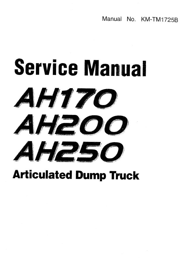 HITACHI AH170 AH200 AH250 ARTICULATED DUMP TRUCK