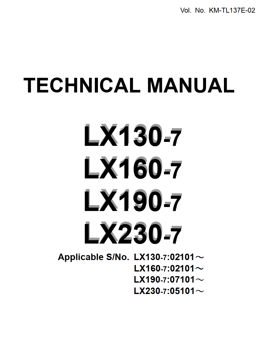 HITACHI LX130 -7 LX160 -7 LX190 -7 LX230 -7 LOADER TRACTOR