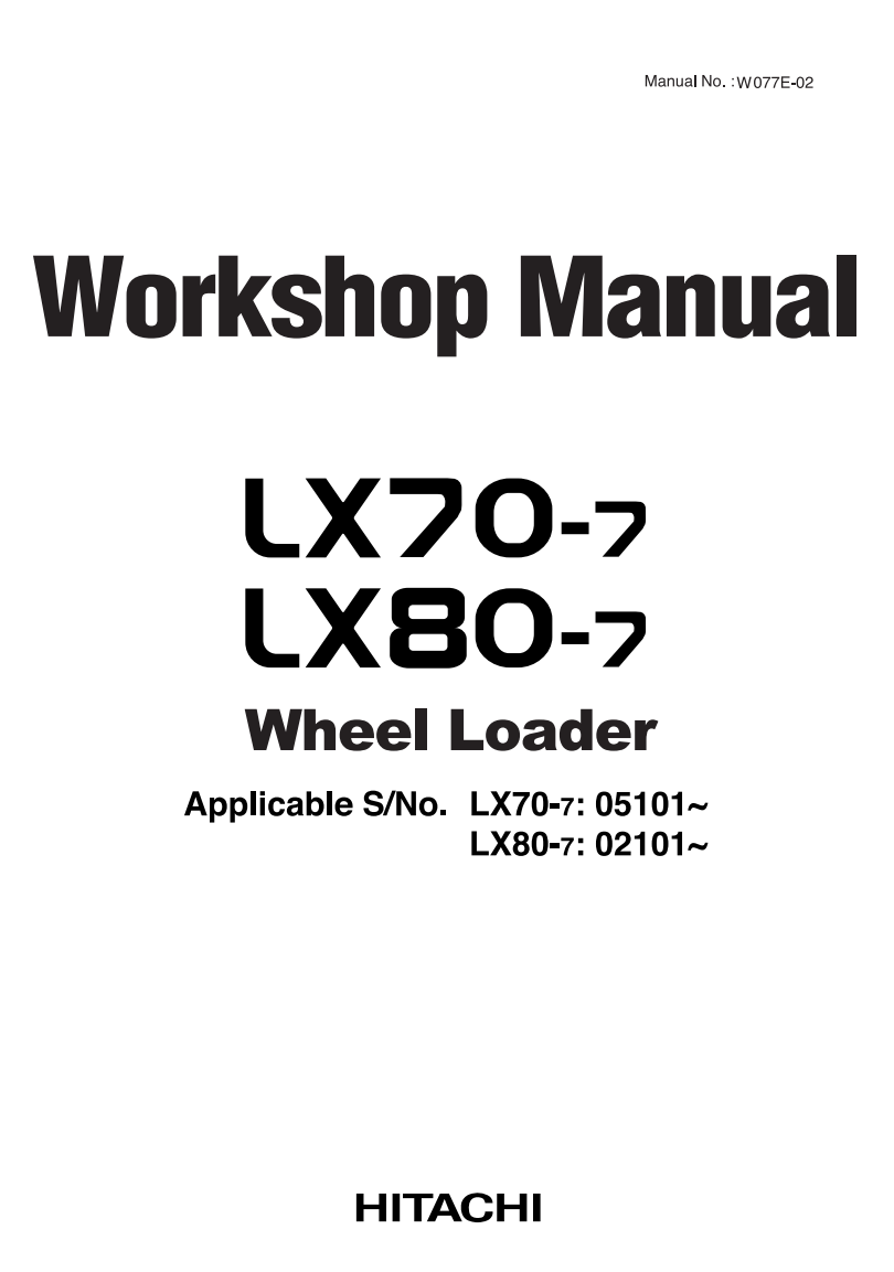 HITACHI LX70-7 LX80-7 TRACTOR