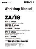 HITACHI ZAXIS 200-3 225US-3 225USR-3 240-3 270-3 CLASS 3 HYDRAULIC DIGGER