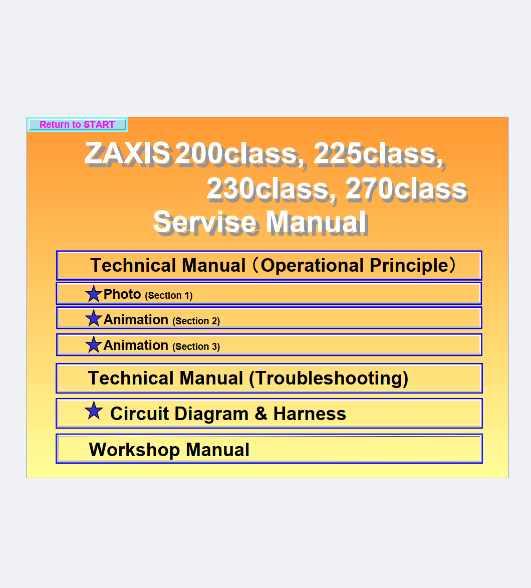 HITACHI ZAXIS 200 225 230 270 CLASS DIGGER