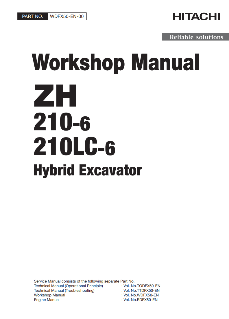 HITACHI ZH210-6 ZH210LC-6 HYBRID CRAWLER LOADER