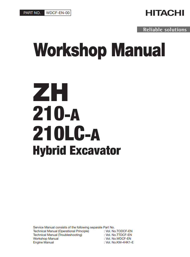 HITACHI ZH 210-A ZH 210LC-A HYBRID CRAWLER LOADER