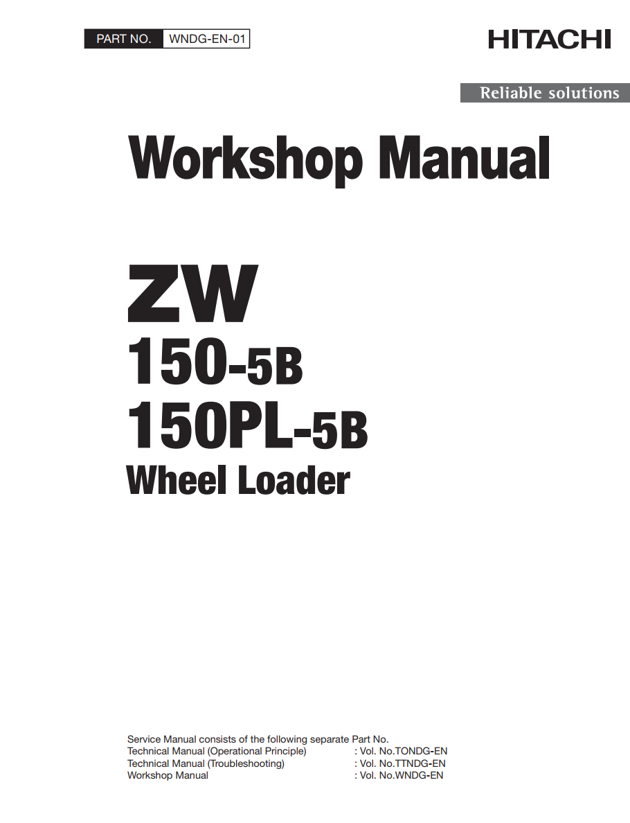 HITACHI ZW150-5B ZW150PL-5B LOADER TRACTOR