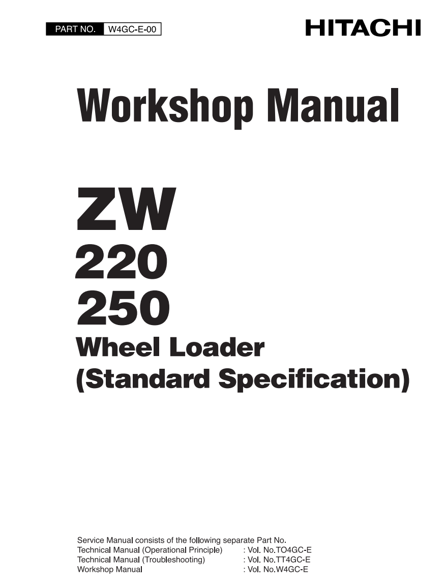 HITACHI ZW220 ZW250 ZW310 LOADER TRACTOR